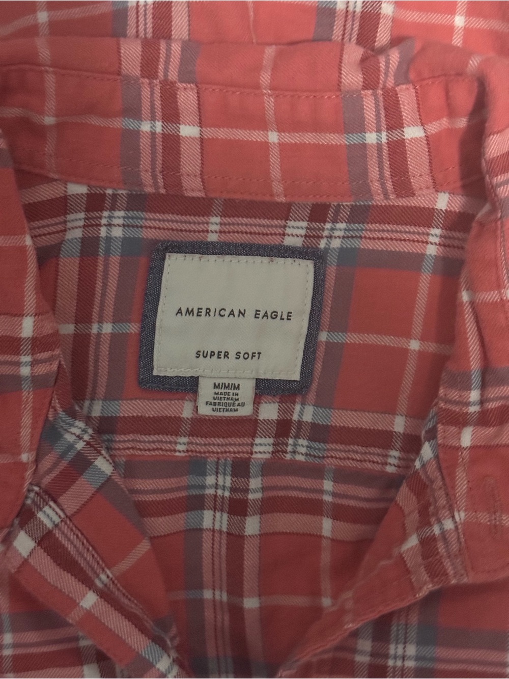 American Eagle Outfitters Red Plaid Shirt with White & Gray Accents - Picture 3 of 3